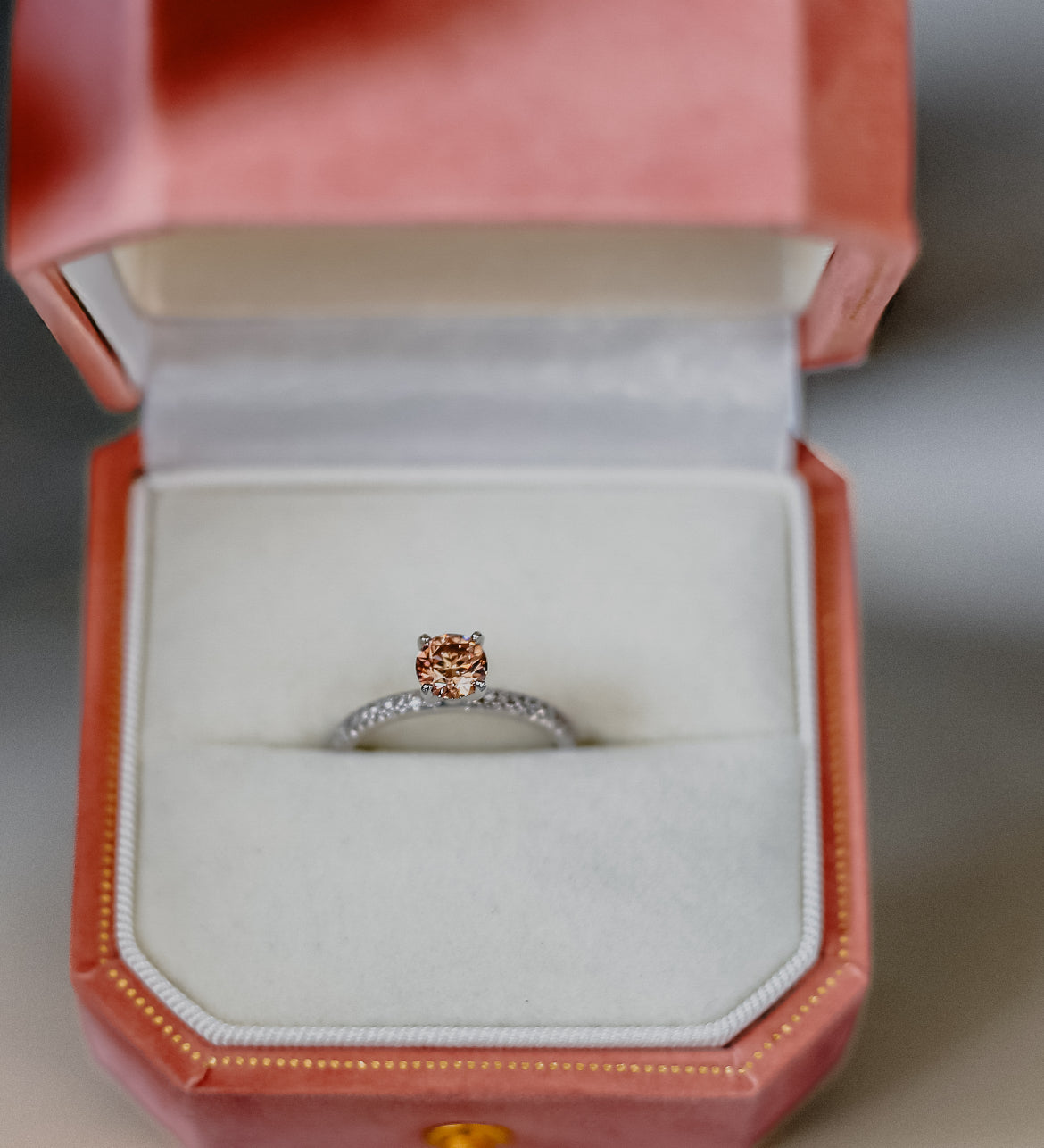 Pink Lab Diamond Solitaire Ring