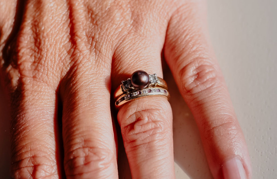 Pearl and Amethyst Wedding Set